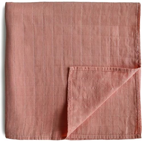 mushie Muslin Baby Swaddle Blanket | 100% Organic Cotton (Cedar)