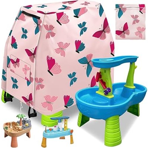 Kids Water Table Cover for Step2 Rain Showers Water Table, Outdoor Sand Water Play Table Toys Cover for Toddlers 1-3 Waterproof Sunshade Dust Cover Outdside Water Table Accessories-Cover Only