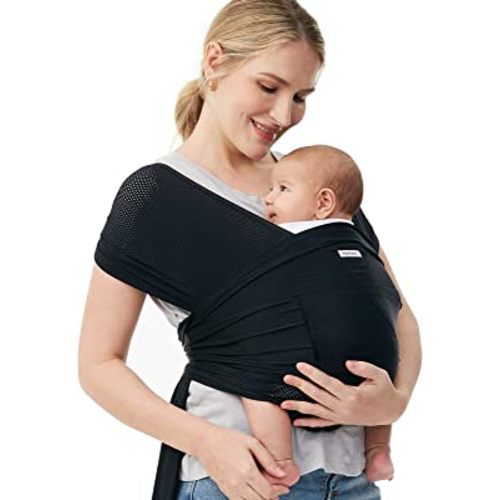 Momcozy Baby Carrier Slings, Summer Cooling Air-Mesh Fabric Baby Carriers Sling for Newborn to Toddler up to 50 lbs, Hands Free Adjustable Easy to Wear Baby Wrap Carrier Slings, Black
