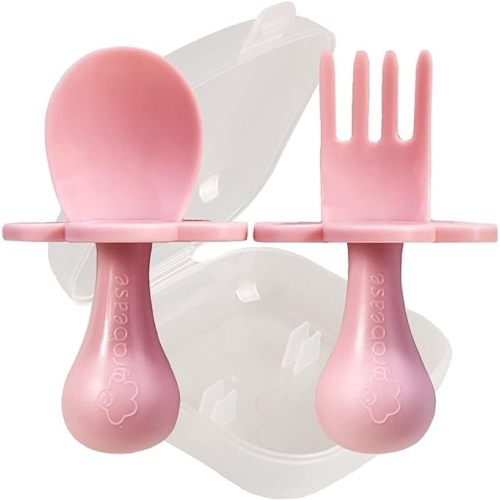 Grabease Toddler Utensils Baby Utensils Baby Forks for Self Feeding, BPA-Free & Phthalate-Free for Baby & Toddler, 1 Set, Blush