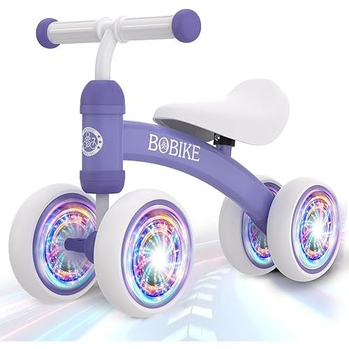 Baby Balance Bike Toys for 12-36 Months Kids Toy Boy and Girls Gifts Toddler Best First Birthday Gift Children Walker No Pedal Infant 4 Wheels Bicycle (Colorful, Purple-Light)