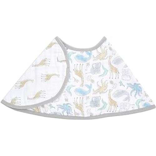 aden + anais Essentials Burpy Bib, 100% Cotton Muslin, Soft Absorbent 4 Layers, Multi-Use Burp Cloth and Bib, 22.5" X 11", Single, Natural History-Species
