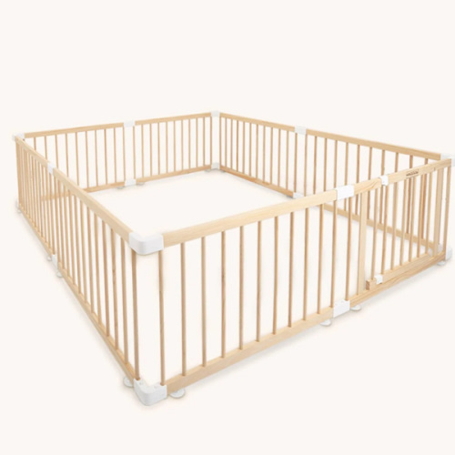 HARPPA Wooden Baby Gate Playpen | Non-Toxic Foldable DIY Adjustable Play Yard for Infants & Toddlers – Natural Finish Baby Fence for Small & Large Spaces