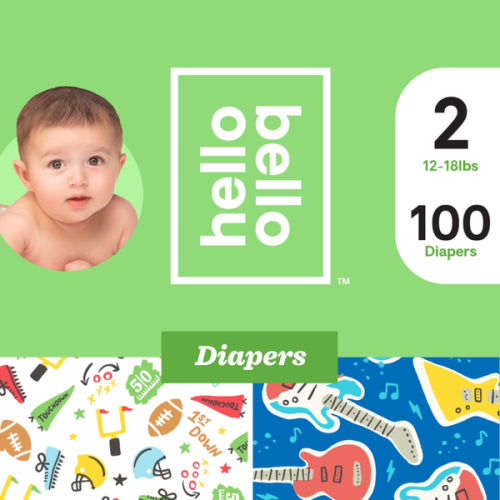 Hello Bello Club Box Diapers -The Potty Bowl & Li'l Rockers - Size 2 (100ct)