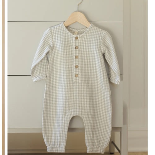 Woven Jumpsuit || Blue Gingham – Quincy Mae
