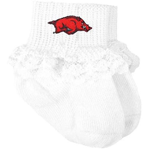 Arkansas Razorback Baby Socks with Lace
