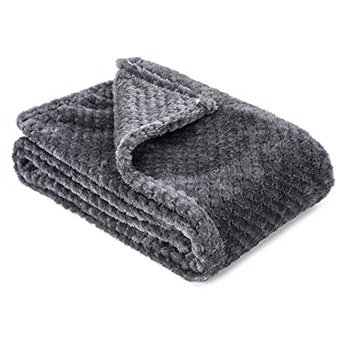 Fuzzy Blanket or Fluffy Blanket for Baby, Soft Warm Cozy Coral Fleece Toddler, Infant or Newborn Receiving Blanket for Crib, Stroller, Travel, Decorative (28Wx40L, XS-Dark Grey)