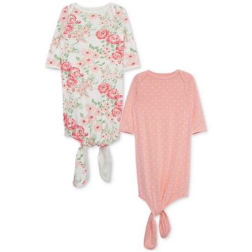Baby Girls Floral-Print & Dot-Print Knotted Gowns, Pack of 2