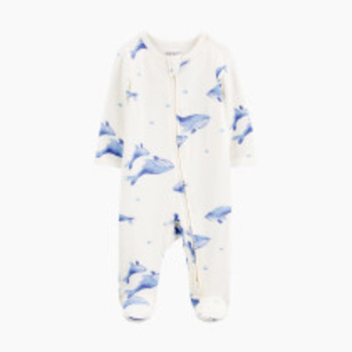 Carter's 2-Way Zip Lenzing Ecovera Sleep & Play Pajamas - Ivory/Blue, 0-3 M