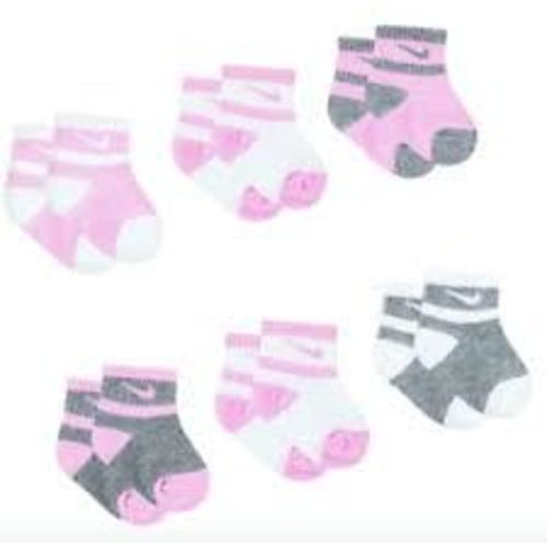 Nike Striped Baby Socks 6-Pack (US, Age, 6 Months, 12 Months, Pink/White/Grey)