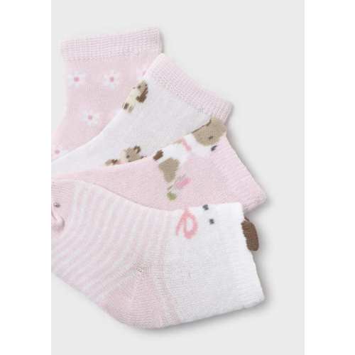 4 Pack Newborn Sock Set in Baby Pink