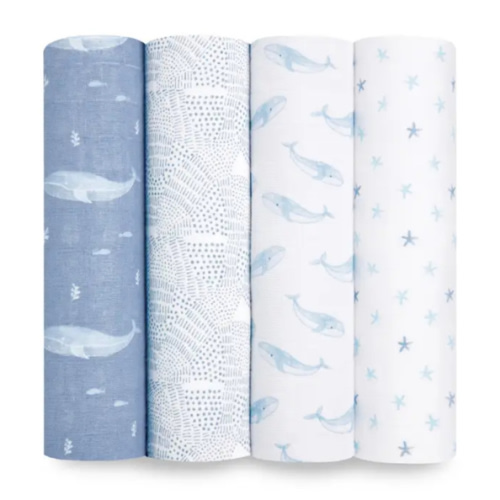 Oceanic Organic Cotton Swaddles 4pk | aden + anais