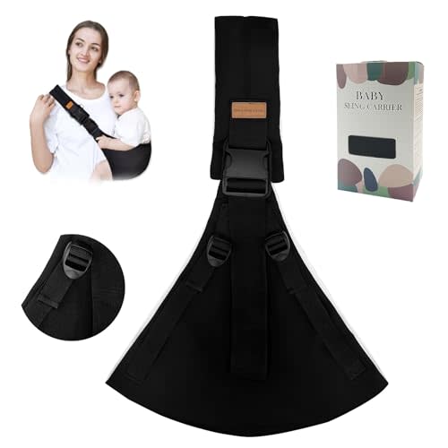 Toddler Carrier,Baby Sling Carrier,Upgraded 2025 Baby Sling with 4 Adjustable Straps(10-30lbs),Lightweight,Portable and One Size Fits All(Black)