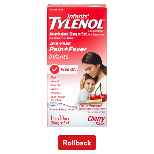 Infants' Tylenol Acetaminophen Medicine, Dye-Free Cherry, 1 fl. oz