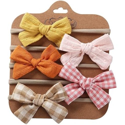 Hairband, 5 Pack Spring Summer Soft Elastic Lace Flower Hair Bows Hairbands Hair Accessories for Baby Newborn Infant Toddlers Kids Girls