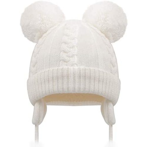 Duoyeree Toddler Winter Hat with Earflap Scarf Hood Thick Warm Kids Skull Cap for Baby Girls Boys