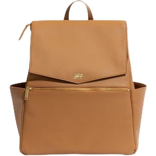 Freshly Picked Classic II Diaper Bag Backpack, Wipeable Vegan Leather Diaper Bag With Changing Pad (Butterscotch V2)