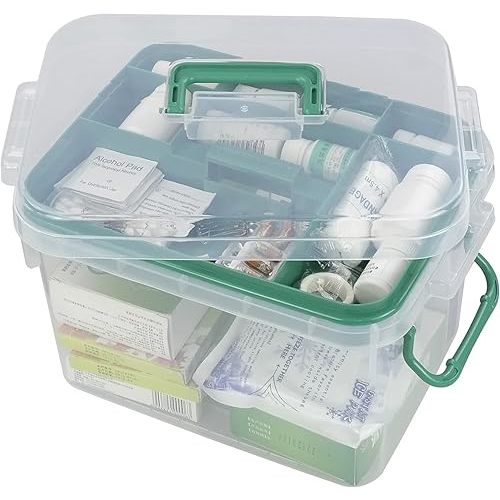 1-Pack Clear Storage Box Container, Family First Aid Box Medicine Box Organizer