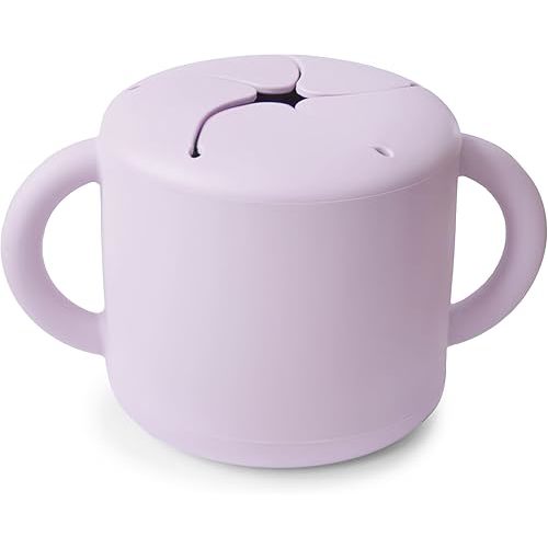 mushie Silicone Snack Cup | Spill Proof Food Container for Toddler and Baby (Soft Lilac)