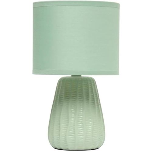 Simple Designs LT1138-SGE 11.02" Traditional Mini Modern Ceramic Texture Pastel Accent Bedside Table Desk Lamp w Matching Fabric Shade for Decor,Bedroom, Nightstand, Living Room, Entryway, Sage Green