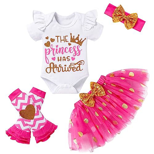 Newborn Baby Girl Outfits Infant Letter Print Romper+Tutu Skirt+Headband+Legging Warmer Coming Home Clothes Set