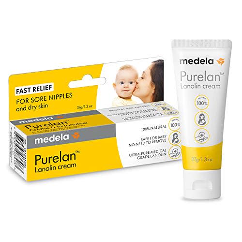 Medela Purelan Lanolin, Safe for Breastfeeding Baby, 100% Natural Nipple Cream, Single Ingredient, Soothing Protection for Nursing Moms, 1.3 Ounce