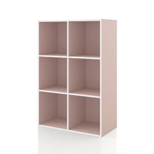 24/7 Shop At Home 35.27" Silkpath Modern 6 Cube Stackable and Modular Bookcase Light Pink