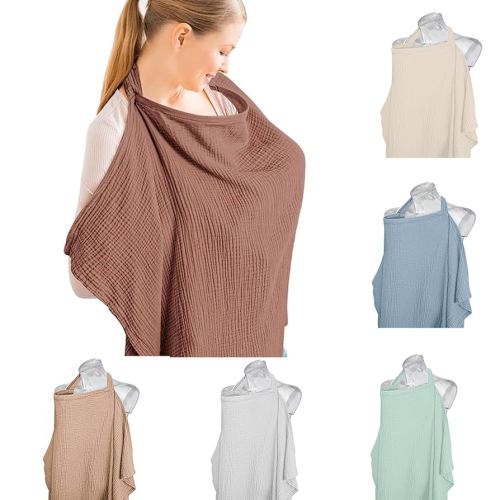 Nursing Cover for Baby Breastfeeding, Muslin Breathable Breastfeeding Cover with Hoop,Multi-use Carseat Canopy,Adjustable Mother Nursing Apron (Coffee)