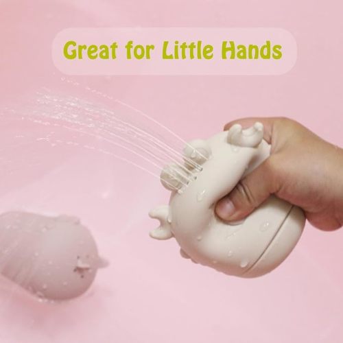 Ginbear Silicone Baby Bath Toys, Mold Free Squirty Bath Toy for Toddlers, Preschool Bath Toys for Infants, Non-Toxic Bathtub Toys for Babies 6 Months+ (Pack of 4)