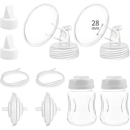Pump Parts Compatible with Spectra S1/S2/9 Plus, Not Original Accessories, Full Set Replacements Include 28mm Flange, Duckbill Valve, Backflow Protector, Tubing and Bottle