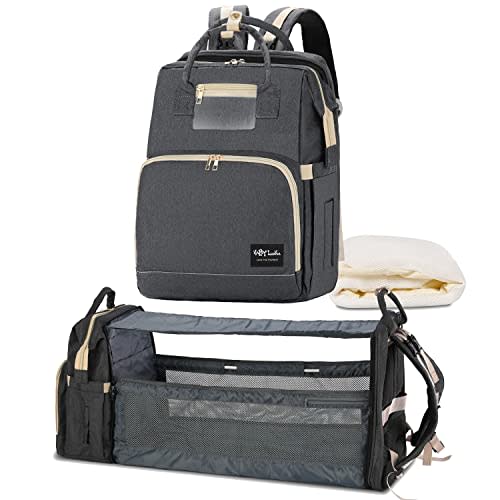 HappyLuoka Baby Diaper Bag Backpack, Baby Bags for Boys Girls, Multifunction Waterproof Large Travel Back Pack, Baby Registry Search,Newborn Baby Essential, Dark Grey