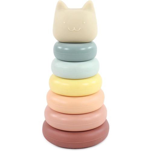 Hudson Baby Silicone Stacking Toy, Kitten, One Size