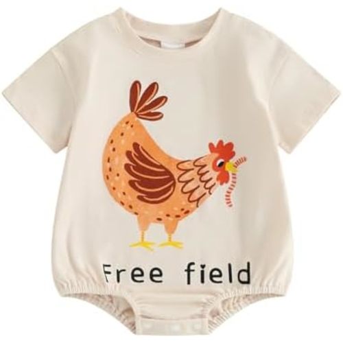 Twopumpkin Baby Bubble Romper Boy Girl Oversized Farm Onesie Retro Rompers Short Sleeve Shirts Summer Clothes Cute Outfits