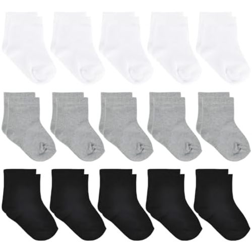 15 Pairs Baby Socks Newborn Infant Neutral Cotton Crew Socks for Baby Boy Girls 0-24 Months