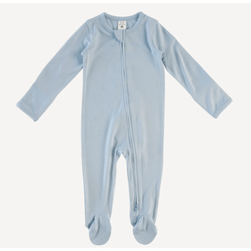 long sleeve two way zipper footie | celestial blue | bamboo