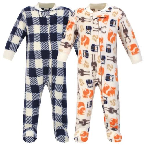 Hudson Baby Infant Boy Fleece Zipper Sleep And Play 2pk, Forest, 0-3 Months