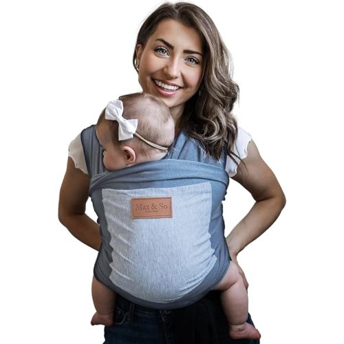 Baby Wrap Carrier - Premium Cotton Sling for Newborns to Toddlers - Hands-Free, Soothing Stretchy Fabric Wrap with Front Pocket for Essentials - One Size Fits All - by Max&So