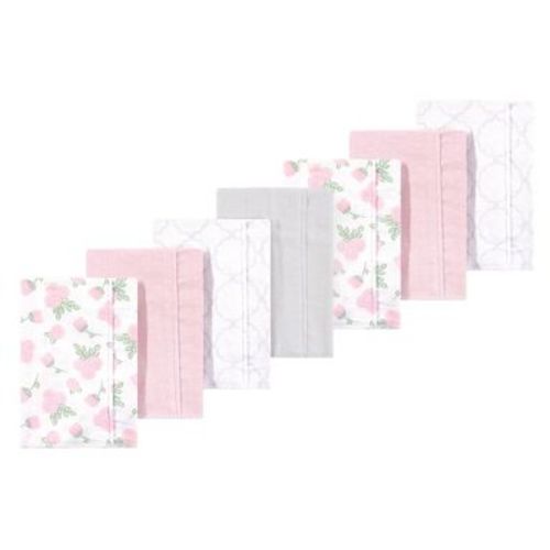 Luvable Friends Hudson Baby Flannel Burp Cloths 7pk, Rosy Bloom