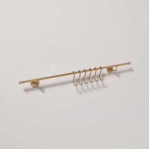 24" Modern Trim Metal S-hook Wall Rack Brass Finish - Hearth & Hand™ With Magnolia: Iron Hat & Coat Storage, 6 Hooks