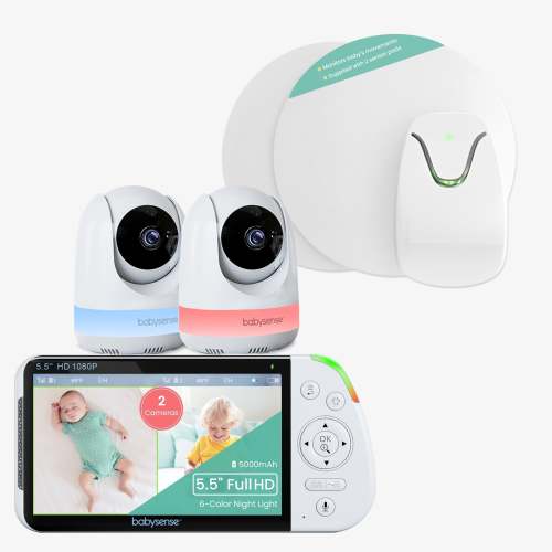 Babysense 2-in-1 Monitoring Set: Video Baby Monitor with 2 Cameras, Sp