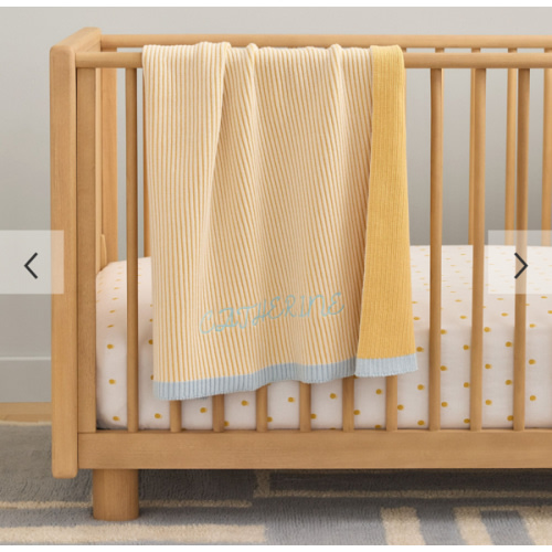 Blue & Yellow Ribbed Knit Baby Blanket