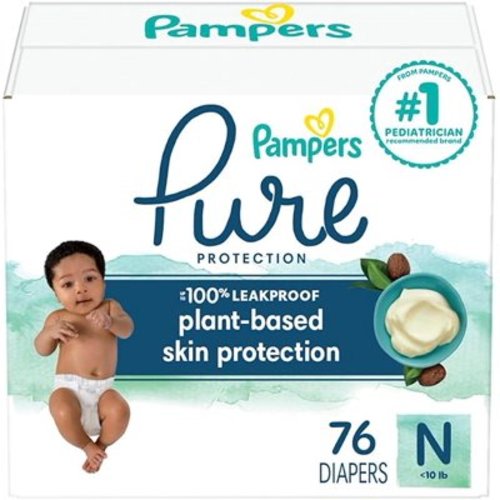 Pampers Pure Protection Diapers Size 0 76 Count for Up to 100 Leakproof Plant-Based Skin Protection