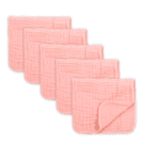 Muslin Baby Burp Cloths 5 Pack Cotton Burping Rags for Ultra Soft and Absorbent Unisex Spit up Rags for Boys and Girls Baby Registry Gift 20'' X 10'' Peachy Pink