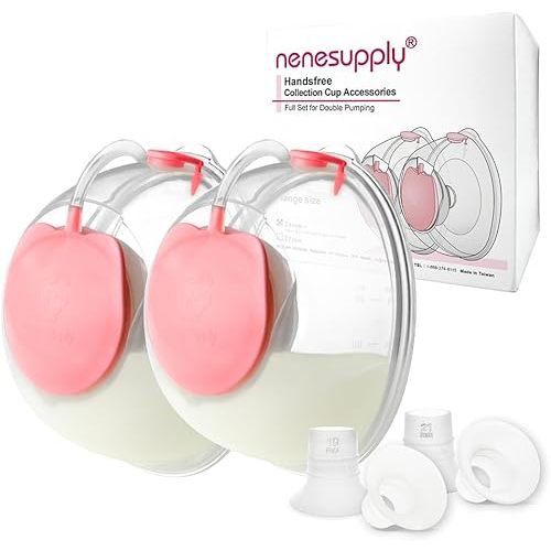 Nenesupply Handsfree Wearable Breastmilk Collection Cara Cups Caracups Compatible with Spectra S1 S2 9 Plus Lansinoh Breast Pumps 24mm Silicone Flanges Replacement Spectra Pump Parts 19 21mm Inserts