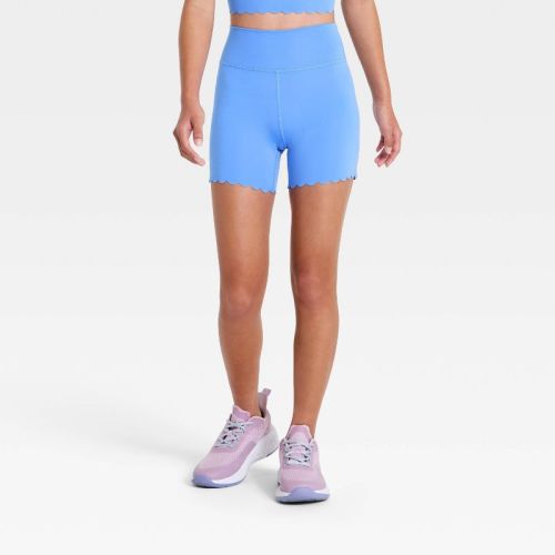 Girls' Scallop Bike Shorts - All In Motion™ Vibrant Blue M