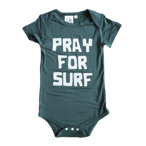 12-18M Pray For Surf Blue Bamboo Onesie