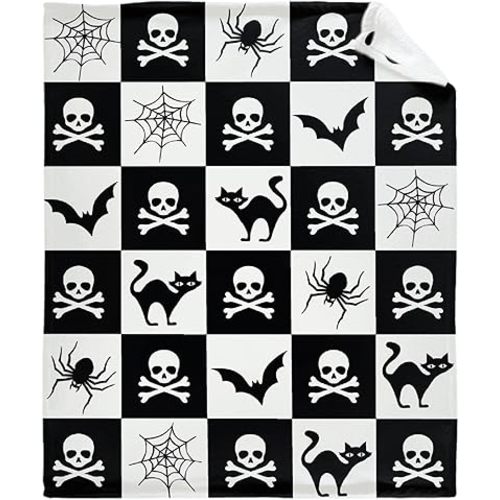 Halloween Black Cat Skull Baby Blanket Gifts Super Soft Swaddle Newborn Cozy Baby Receiving Blanket Stroller Throw Blanket for Crib 40x30 XSmall for Puppy