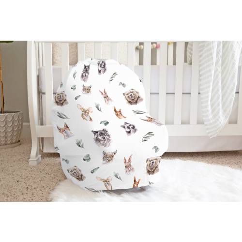 Woodland animals car seat cover, Boy Nursing Cover, Forest Carseat Cover, Breastfeeding Cover, Multiuse Baby Cover, Woodland baby gift - WiW