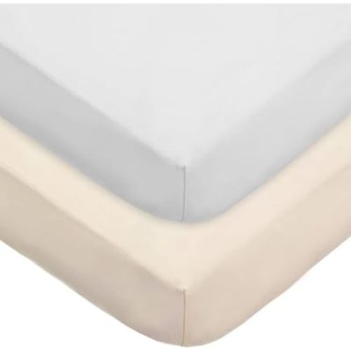 American Baby Company 2 Pack 100% Natural Cotton Fitted Cradle/Bassinet Sheets 36" x 18" - Soft, Breathable & Hypoallergenic Bed Sheets, Ecru and White, Neutral for Boys & Girls