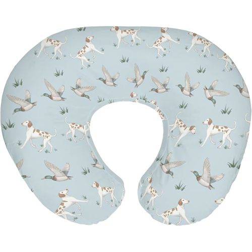 Green Mallard Ducks Dogs Nursing Pillow Covers for Boy Girl Wild Duck Hunting Nursery Feeding Pillowcase for Breastfeeding Pillows Outdoor Duck Hunter Soft Stretchy Removable Covers for Newborn Infant